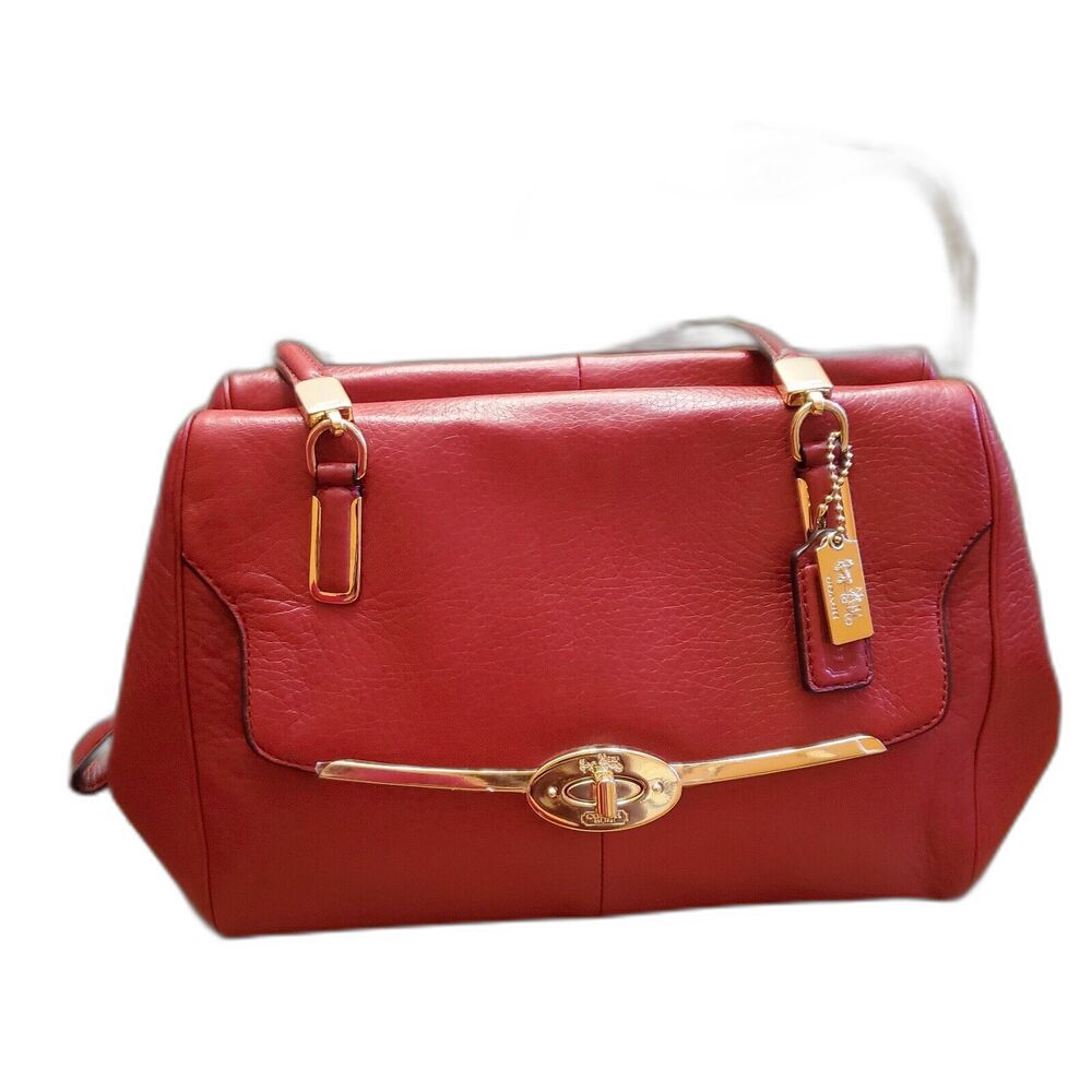 COACH MADISON MADELINE LEATHER EAST/WEST SATCHEL RED F25169